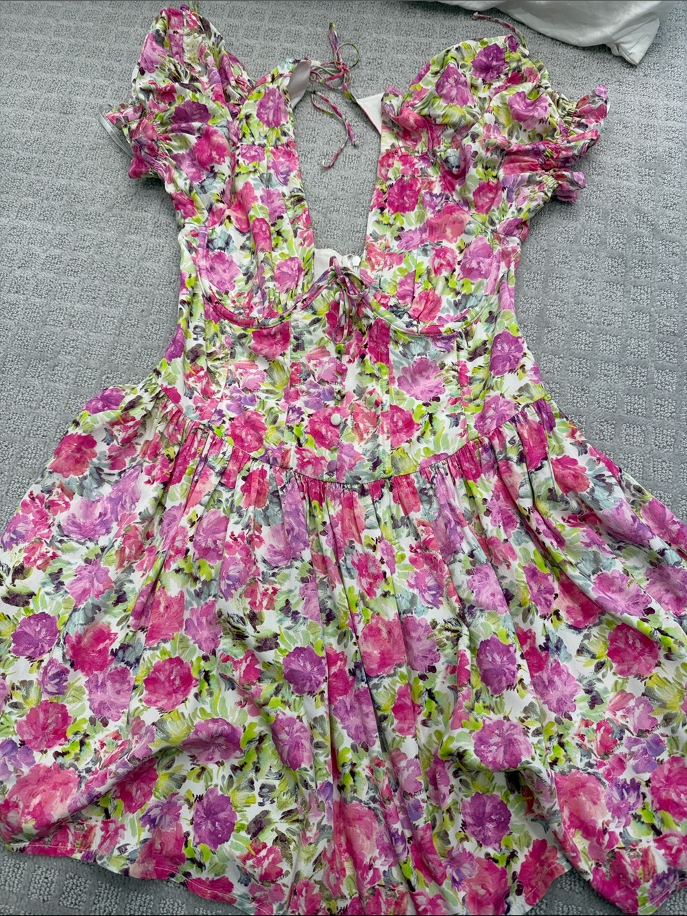 For Love & Lemons Pink Floral Mini Dress